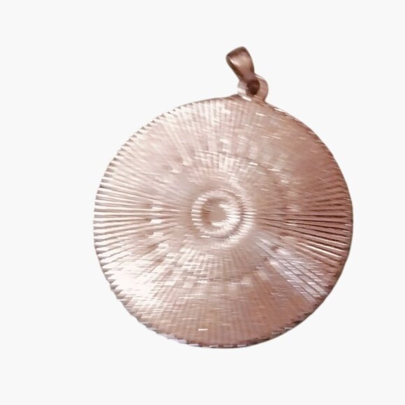 Crescent Moon Face Pendant Optical Illusion Round Metal Medallion - Picture 4 of 4